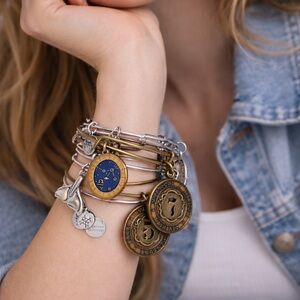 Alex and Ani Charm Bracelet Stack Set of 7 Gold & Silver